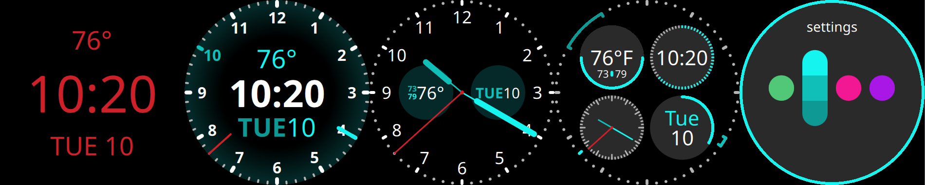 all the available clock faces