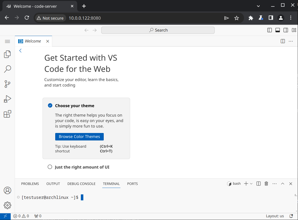 VS Code in browser
